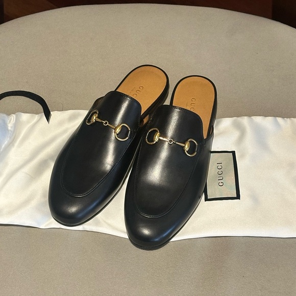 Brand New Gucci Princetwon Black Leather mules - Picture 1 of 7